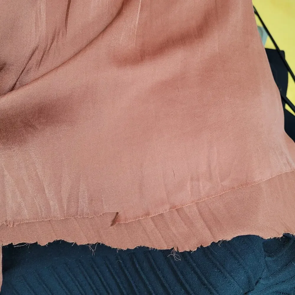 Zara Satin Ruffle Pleated Wrinkle Wide Leg Keyhole Boho Chic Jumpsuit Size Large - Picture 12 of 12